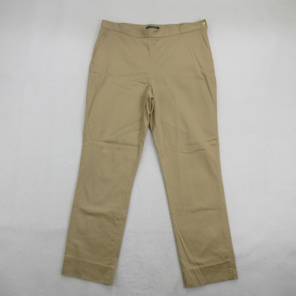 Lauren Ralph Lauren Women's Pants Size 12 Dress Pants Beige Khaki Cotton Stretch